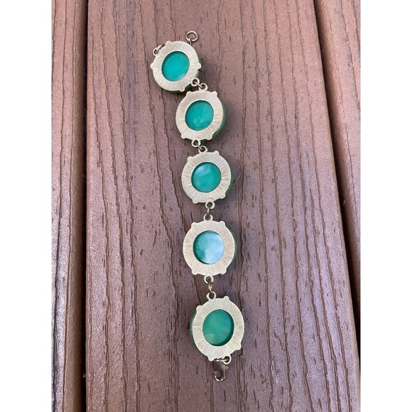 Acrylic Emerald Green Statement Bracelet, Gold Tone, up to 8.5 inches - Picture 5 of 8
